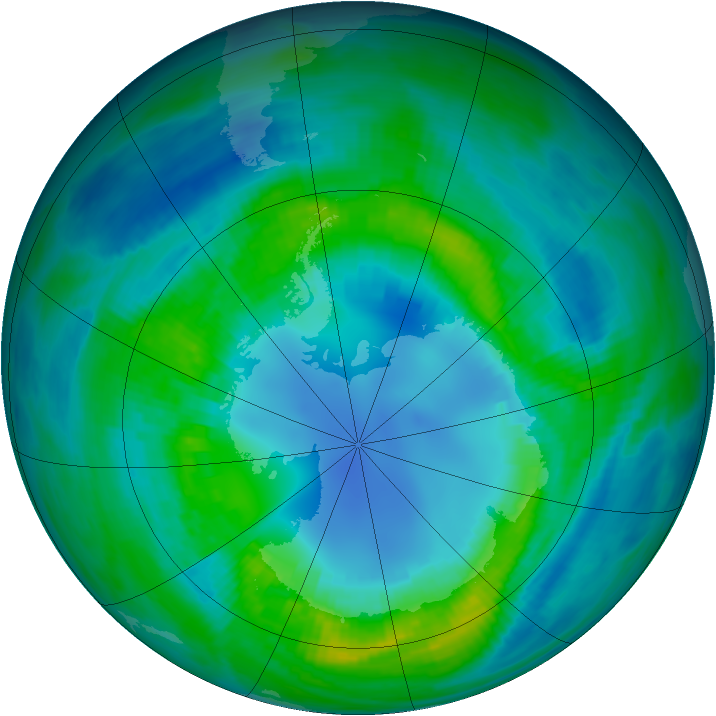 Antarctic ozone map for 20 April 1982